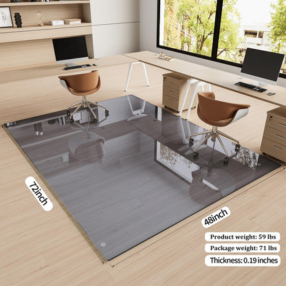Tempered Glass] 48" x 72" Glass Office Chair Mat for Carpet
