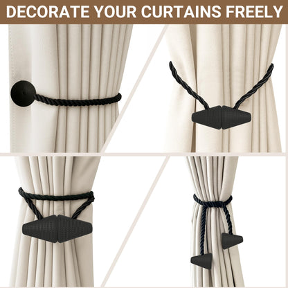 Magnetic Curtain Tiebacks Black 2pcs (2 Count)