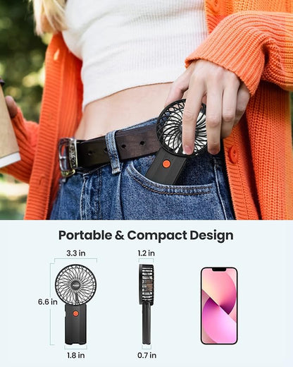 2pcs Mini Portable Folding Handheld Fans USB Rechargeable Personal Fan Neck Desktop 4-speed 3-in-1 Silent Handheld Mini Fan 6-15 hours battery life Suitable for summer travel Camping Outdoor Kids Gift