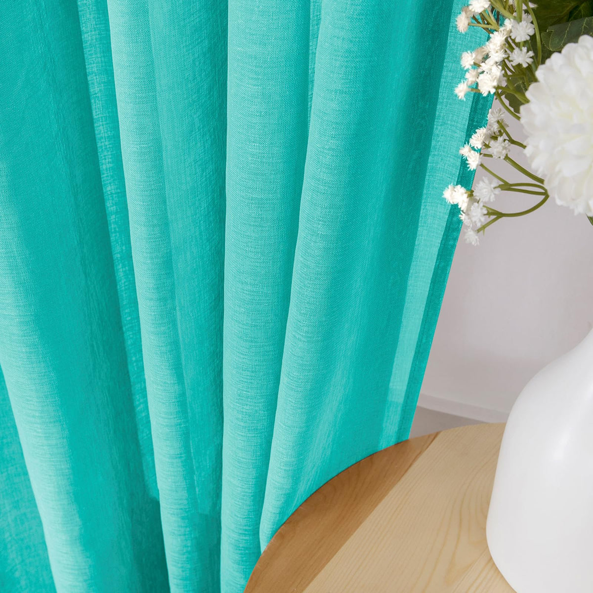 Sheer Tier Curtains Kitchen Linen Textured Half Curtain Sheers Light Filtering Rod Pocket Voile Bathroom Short Curtains for Farmhouse (2 Count)
