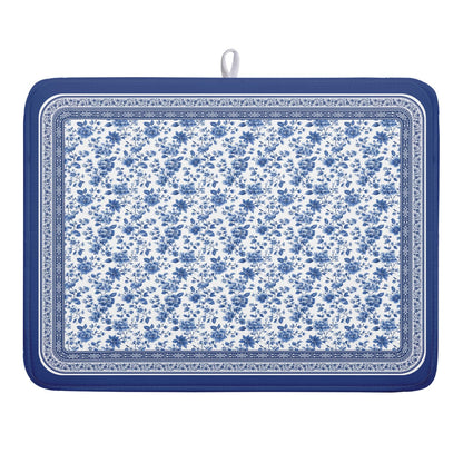 Blue Floral Branches Dish Drying Mat for Kitchen Counter Chinoiserie Pattern Dish Drying Pad 18x24 In Absorbent Vintage Flowers Decor Dishes Drainer Pad Dish Dry Rack Mat for Counter Coffee Bar