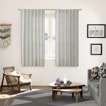 Light Grey Linen Semi Sheer Curtains 52x63 Inch Length for Living Room (2 Count)