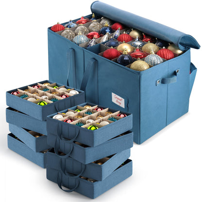 Large Christmas Ornament Storage Box With Adjustable Dividers (2 Count)