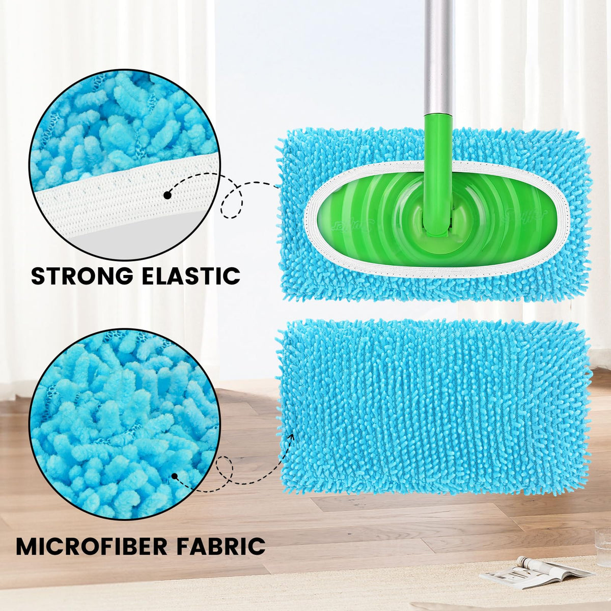 6Pcs Reusable Microfiber Mop Pads Compatible with Sweeper Mop (6 Count)