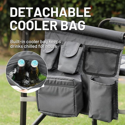 Timber Ridge XXL Upgraded Oversized Directors Chairs with Foldable Side Table, Detachable Side Pocket, Heavy Duty Folding Camping Chair up to 600 Lbs Weight Capacity (Gray) Ideal Gift