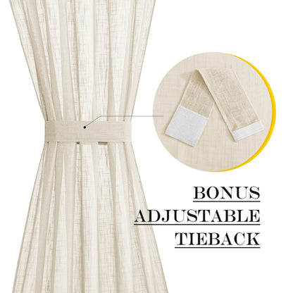 Door Panel Curtains Faux Linen French Curtain