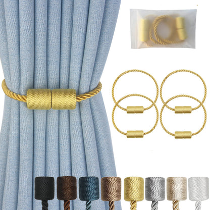 Magnetic Curtain Tiebacks Decorative Holdbacks Rope Tie Back Drapes Hangtty (4 Count)
