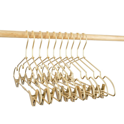 12.5" Gold Metal Baby Clothes Clips Hanger Children Kids Coat Hanger Display and Storage 10Pack (10 Count)