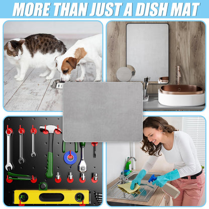 2 Pack Extra Large Dish Drying Mat Microfiber Absorbent Dish Drying Pad Large Size Dishes Drainer Mats for Countertop
