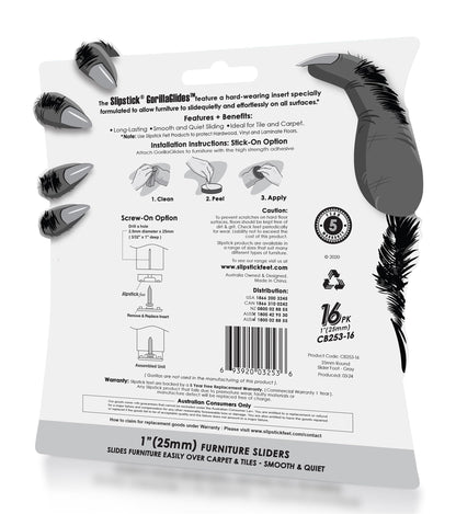 GorillaGlides 1 Inch Chair Sliders (16 Count)