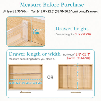 2.36" Drawer Dividers with Expandable Inserts (6 Count)