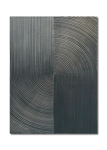 Hand Painted Abstract Modern Oil Painting 40x28 Inch Black Texture Contemporary Wall Art Minimalist Frame Artwork for Wall Decoration