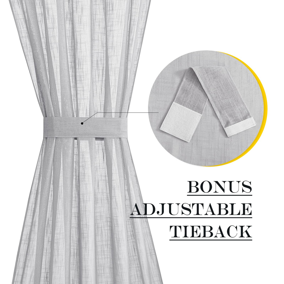 Light Grey Sheer Sidelight Curtain for Side Window Cover