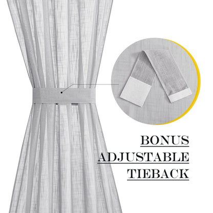 Light Grey Sheer Sidelight Curtain for Side Window Cover