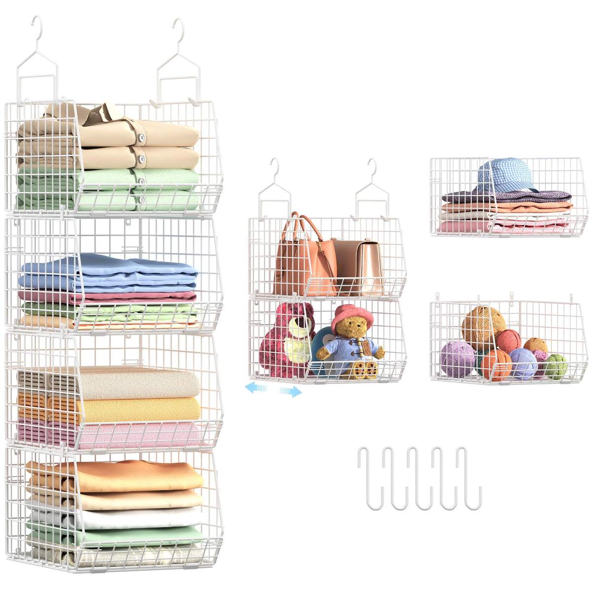 4" Extra Deeper Foldable Hanging Closet Organizer