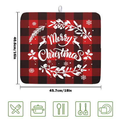 Merry Christmas Dish Drying Mat for Kitchen Counter