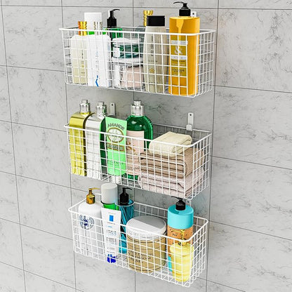 Joben Oligey 3 Set [Extra Large] Hanging Wall Wire Baskets, Farmhouse Food Storage Kitchen Pantry Laundry Closet Garage RV, White