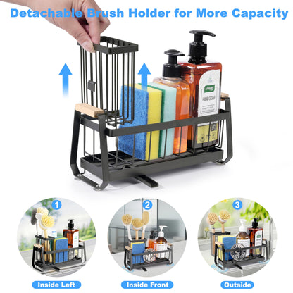 Sponge Holder for Kitchen Sink Caddy Organizer with Brush Holder