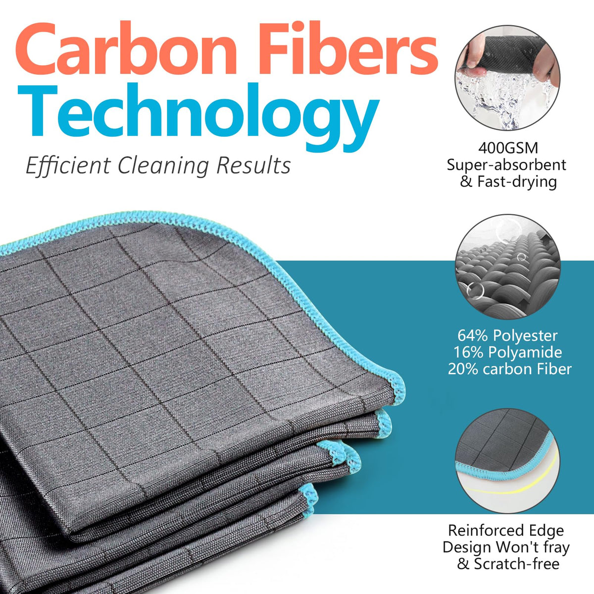Microfiber Towels Cars Wash Drying Cleaning Cloth (3 Count)
