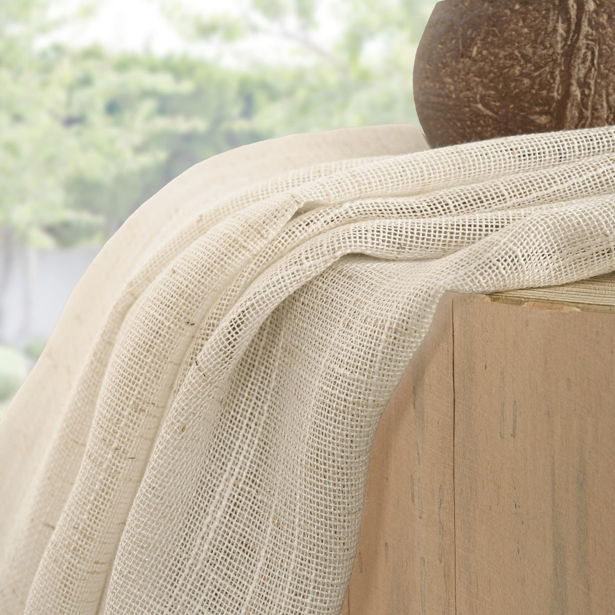 Oatmeal Linen Semi Sheer Curtains 34X48 Inch Long 2 Panels Set (2 Count)