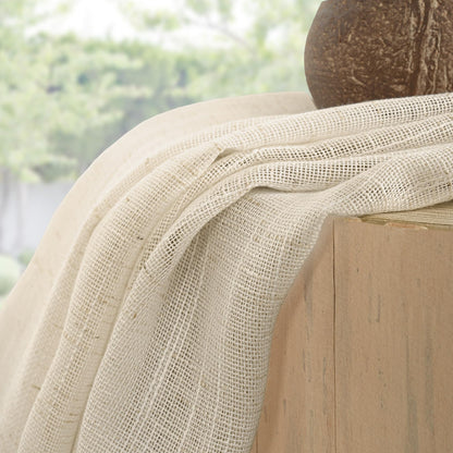 Oatmeal Linen Semi Sheer Curtains 34X48 Inch Long 2 Panels Set (2 Count)