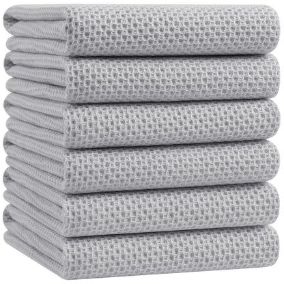 100% Cotton Oversized Waffle Weave Kitchen Towels 6 (6 Count)