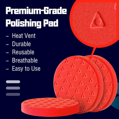3 Pcs 6.5 Inch Red Foam Polishing Pad (3 Count)