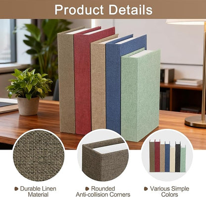 uxcell Decorative Books, 10.6 x 6.7 Linen Fake Books for Decoration Faux Decor Book for Modern Aesthetic Home Office Coffee Table Shelf Desktop Display, Dark Brown