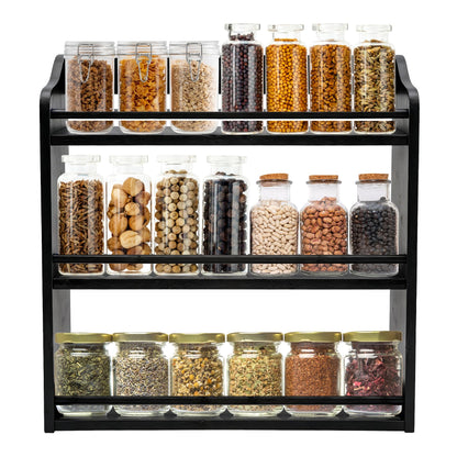 3 Tier Bamboo Spice Rack Wall Mount or Countertop