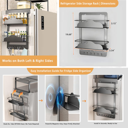 Adjustable Over The Fridge Organizer Side Magnetic Spice Rack
