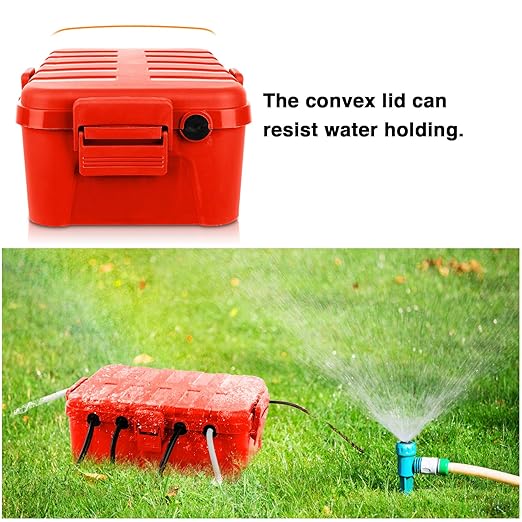 Flemoon Large Outdoor Electrical Box (12.5 x 8.5 x 5 inch), IP54 Waterproof Outdoor Extension Cord Cover Weatherproof, Protect Outlet, Plug, Socket, Timer, Power Strip, Holiday Light Decoration, Red