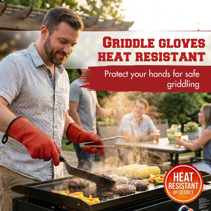 Silicone Griddle Grill Gloves Heat Resistant Oven Mitts