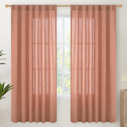 Rust Terracotta Linen Curtains 72 Inch Length (2 Count)