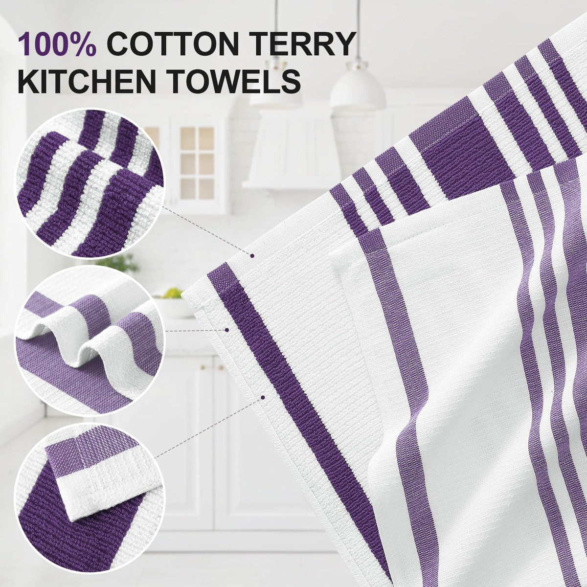 Premium Cotton Stripe Kitchen Towels 8 Pack (8 Count)