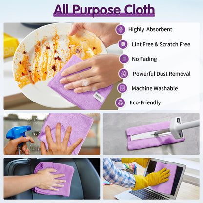 Purple Microfiber Cleaning Cloth (8 Count)