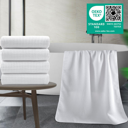 430 GSM Poly Blend Microfiber Quick Dry Waffle Bath Towel (4 Count)