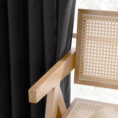 Black Linen Semi Sheer Curtains 52 X 63 Inch Length 2 Panels (2 Count)