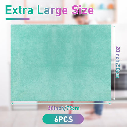 6 Pcs Extra Large Microfiber Cleaning Cloth 30" x 20" Washable Reusable Microfiber Towel Streak Free Lint Free Cloth for Cleaning Home Glass Office Window Bathrooms (6 Count)