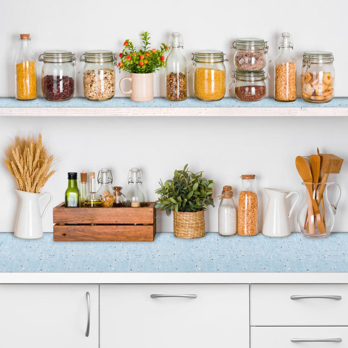 Bulk Shelf Liner 20" W x 360" L Cupboard Liner Shelving Paper for Cabinets and Drawers Pantry Shelf Liners for Kitchen Cabinets Non