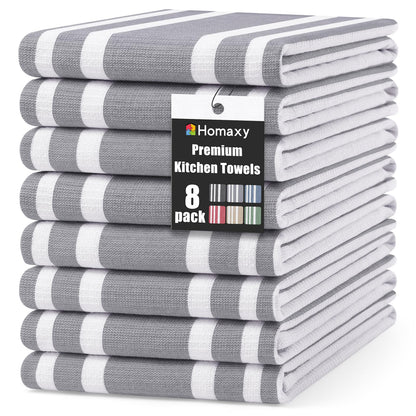 Premium Cotton Stripe Kitchen Towels 8 Pack (8 Count)