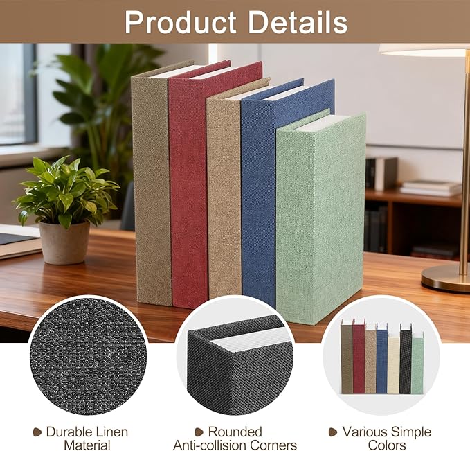 uxcell Decorative Books, 9.8 x 7.3 Linen Fake Books for Decoration Faux Decor Book for Modern Aesthetic Home Office Coffee Table Shelf Desktop Display, Black