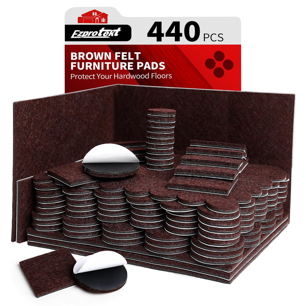 440Pcs Felt Chair Leg Pads Floor Protectors for Hardwoods Floors (440 Count)