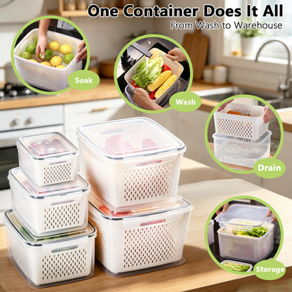 5 Pack Fruit Storage Containers for Fridge (2 Count)