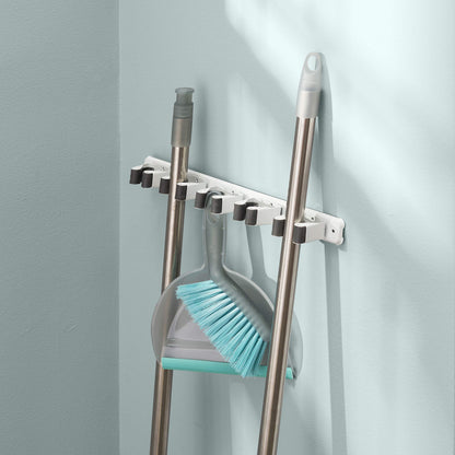 Mop and Broom Holder Wall Mounted Storage Organizer by Home Basics