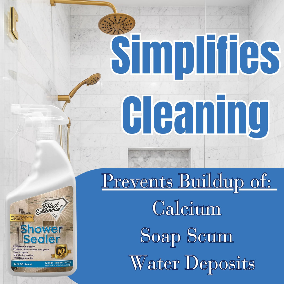 Shower Glass Cleaner & Natural Stone Shower Sealer 2 (64 Fl Oz)