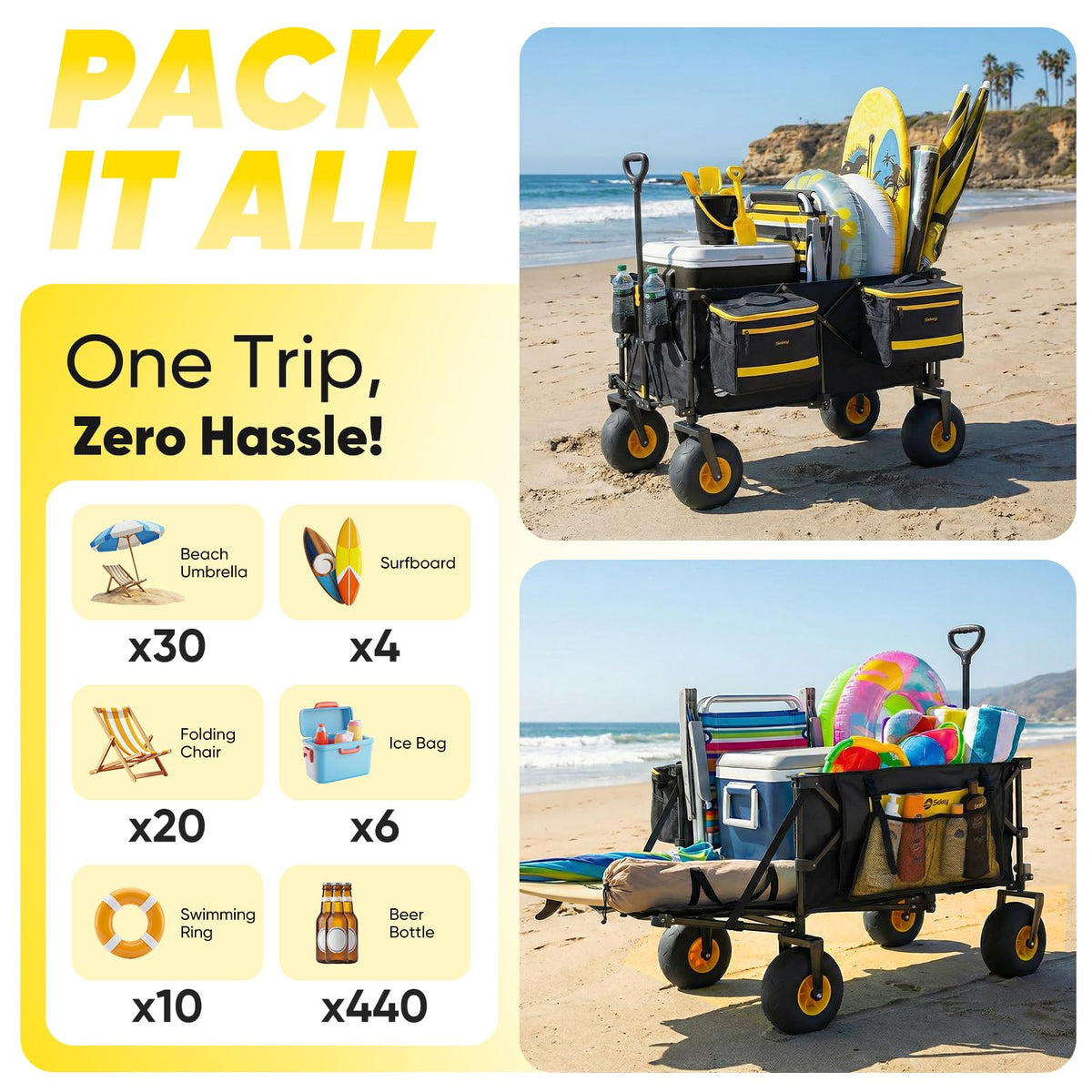 Heavy Duty Beach Wagon with 9" Big Sand