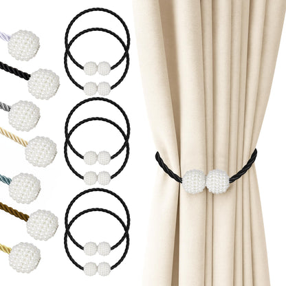 Magnetic Curtain Tiebacks Black 6pcs (6 Count)