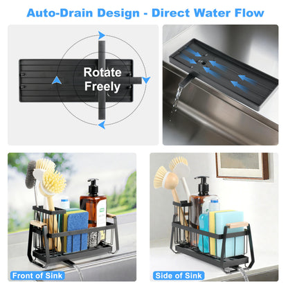 Sponge Holder for Kitchen Sink Caddy Organizer with Brush Holder