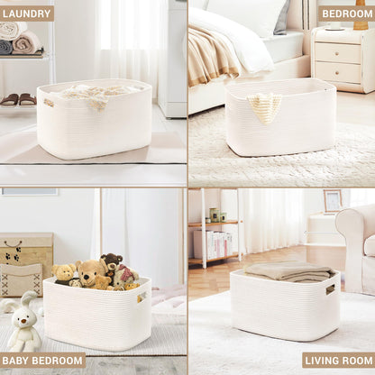 45L Small Woven Laundry Basket Hamper with Handles