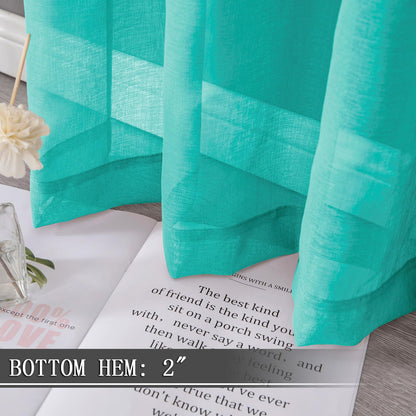Sheer Tier Curtains Kitchen Linen Textured Half Curtain Sheers Light Filtering Rod Pocket Voile Bathroom Short Curtains for Farmhouse (2 Count)
